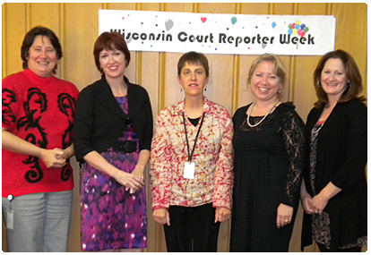 During October, Marathon County honored court reporters for their service, from left to right: Mary Hader, Miriam Leute, Kim Lentz, Lyssa Bassett, and Karla Sommer.