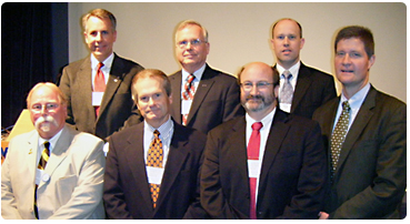 Participating in a conference on veterans in the criminal justice system in June are, from left, Steve House, case manager at the Veterans Assistance Program at the Wisconsin Veterans home in Waupaca County; Judge Todd W. Bjerke, La Crosse; Chief Judge Benjamin D. Proctor, Eau Claire; Deputy Chief Judge James P. Daley, Rock County; Judge Elliott M. Levine, La Crosse; District Atty. Scott H. Southworth, Juneau County; and District Atty. John T. Chisholm, Milwaukee County.  