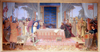 mural on the left of the Supreme Court Hearing Room