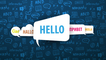 illustration with the word 'hello' written in several languages