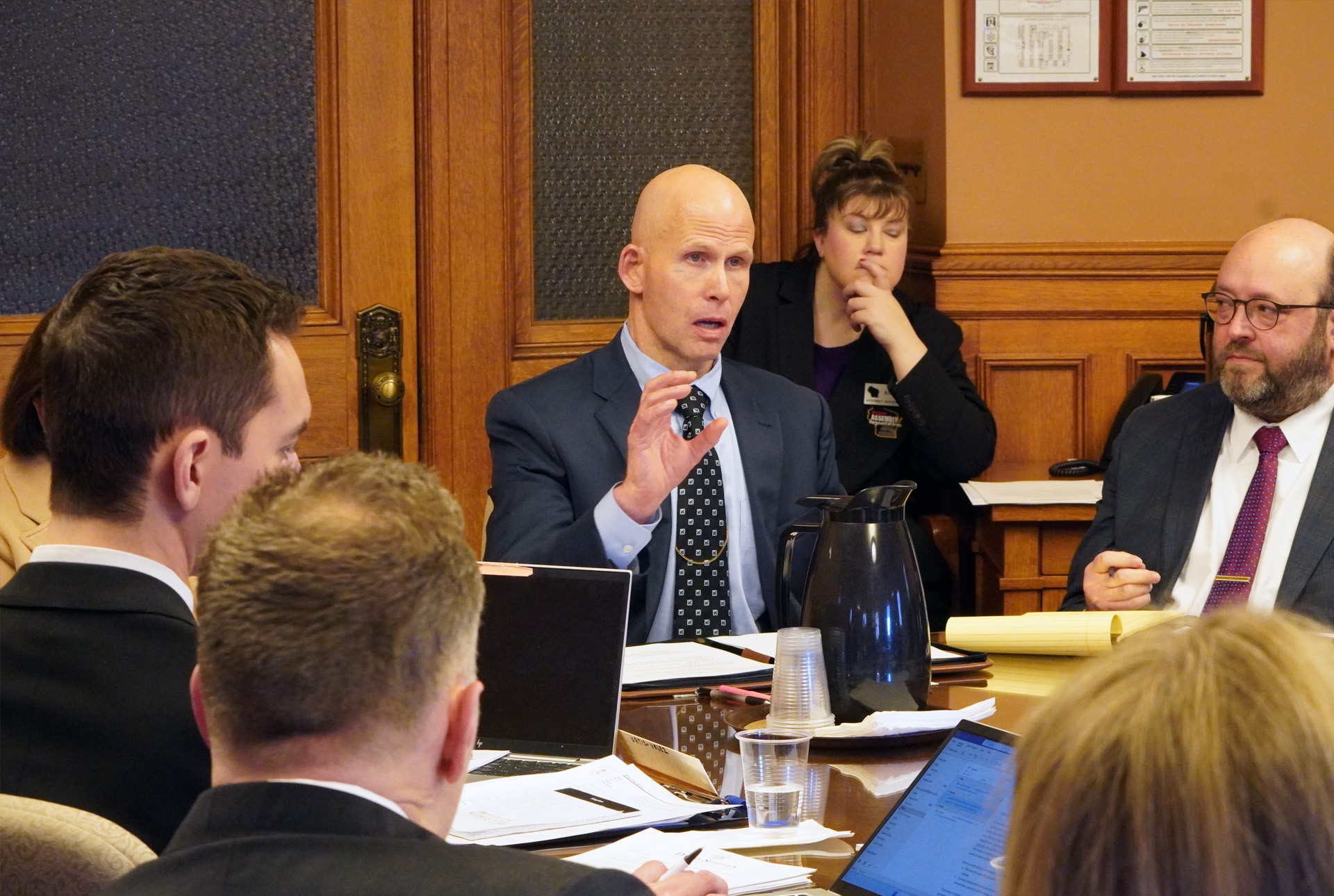 Director of State Courts Audrey Skwierawski, Chief Judge John Dutcher, and Adam Plotkin testify on Assembly Bill 514.