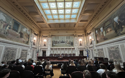 Milton High School civics students meet with Justice Crawford