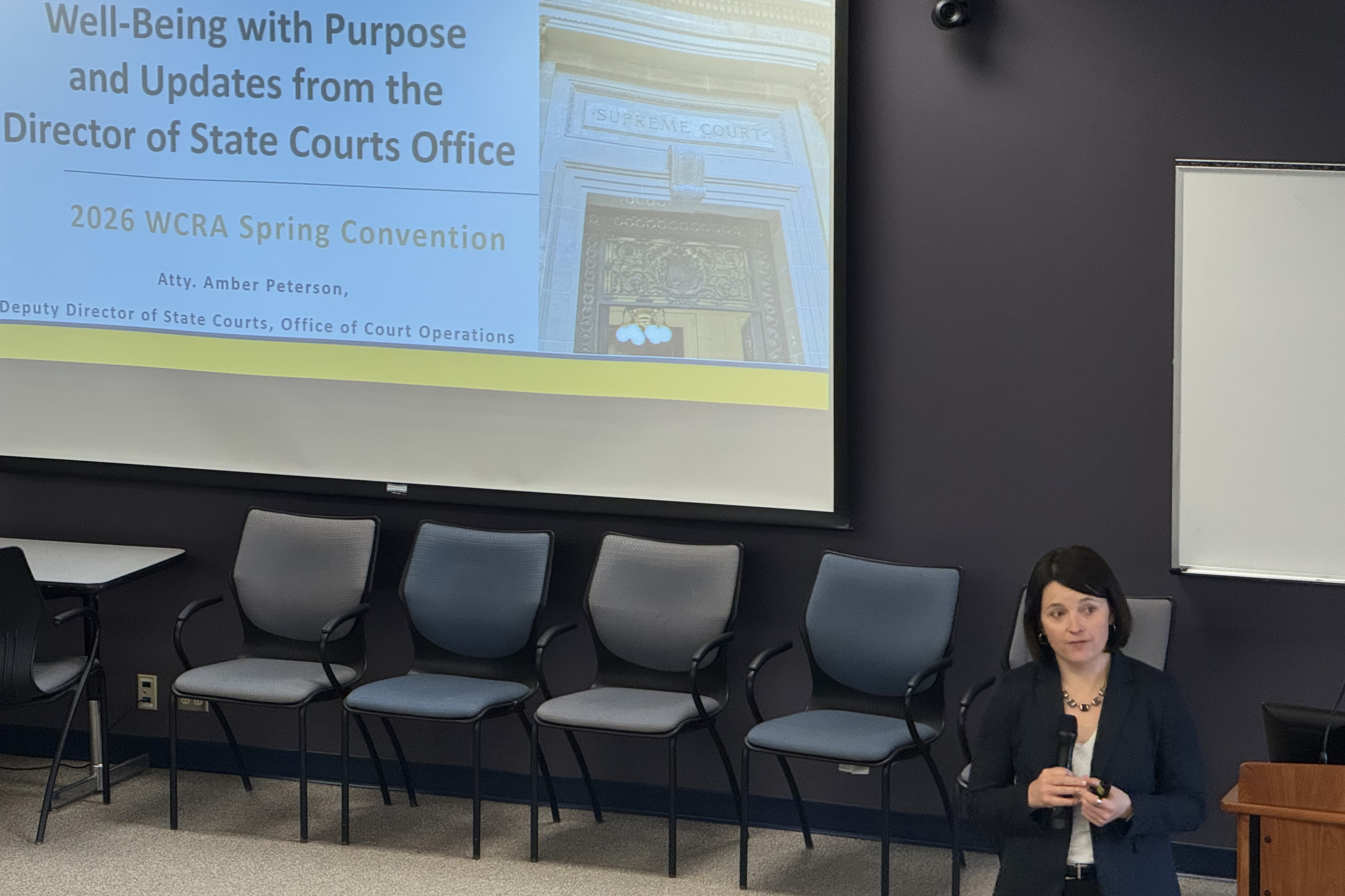 Deputy Director Amber Peterson presents at the WCRA Spring Convention