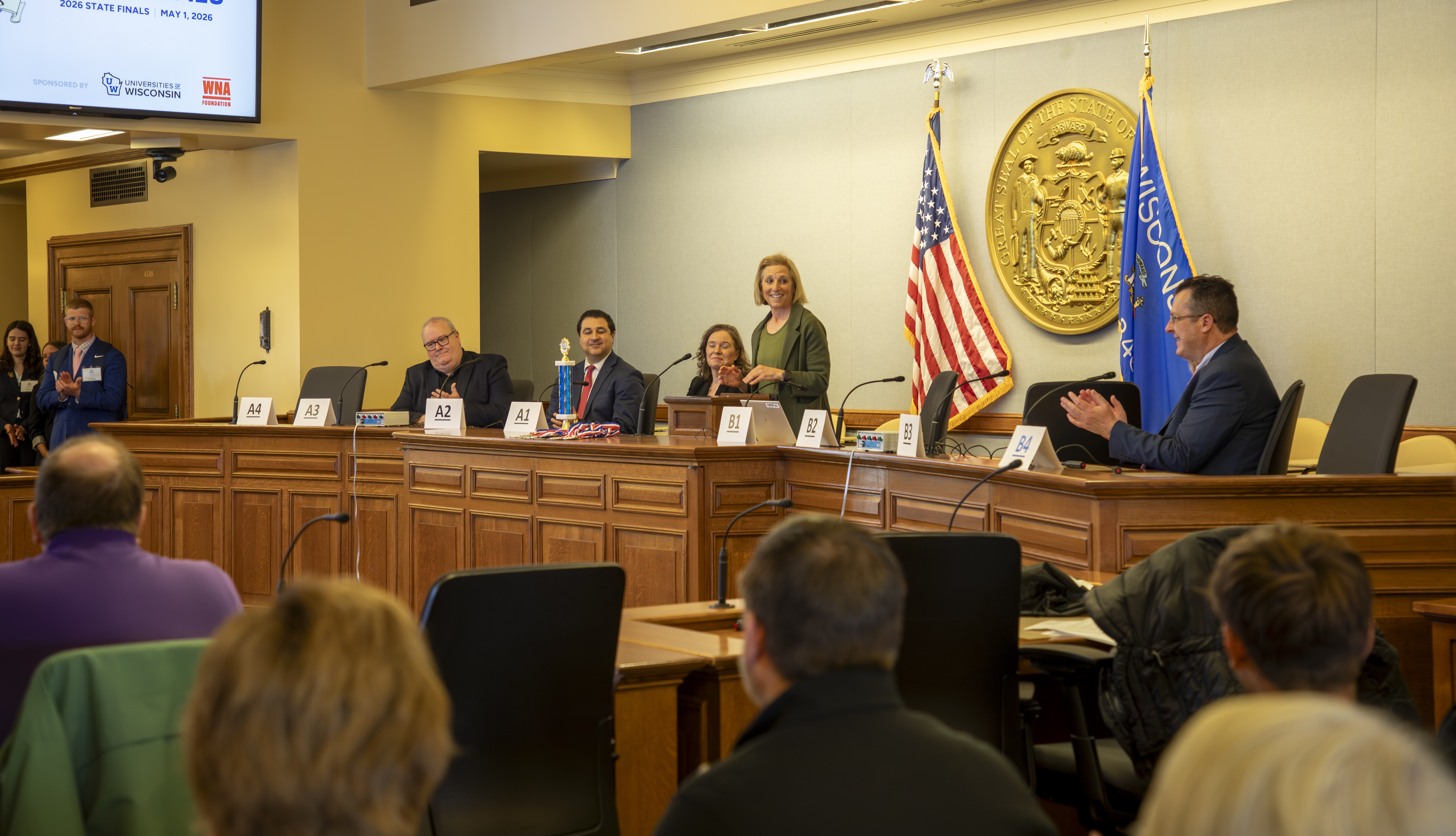 Chief Justice Karofsky speaks at the Civics Games, held May 1 in Madison