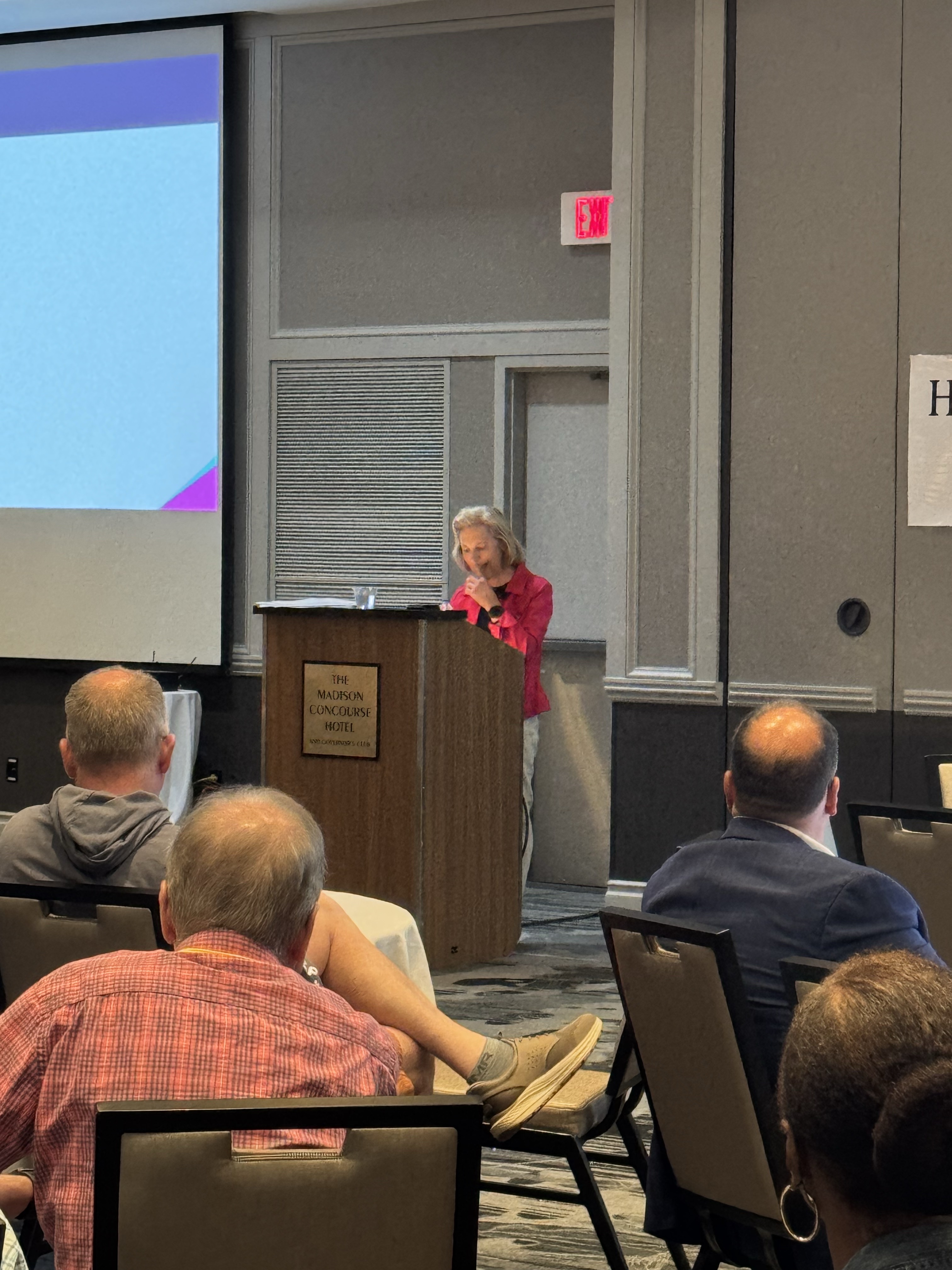 Chief Justice Jill Karofsky addresses the attendees on June 26 in Madison